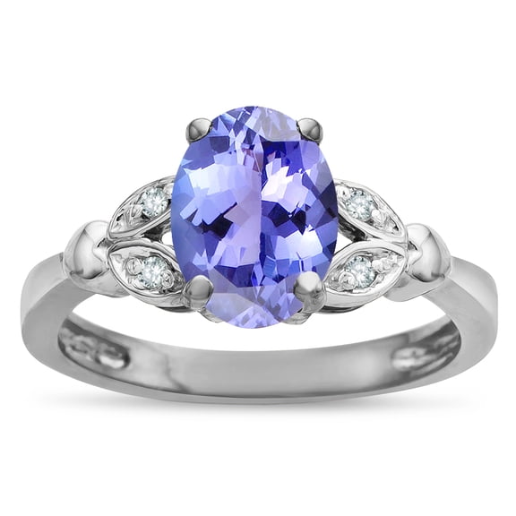 Star K � Oval 8x6 Genuine Tanzanite Marquee Design Engagement Promise Ring