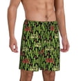 thumbnail image 2 of Pofeuu Green Cacti And Red Chili Print Men's Soft Woven Elastic Waistband Sleep Pajama Short-Large, 2 of 6