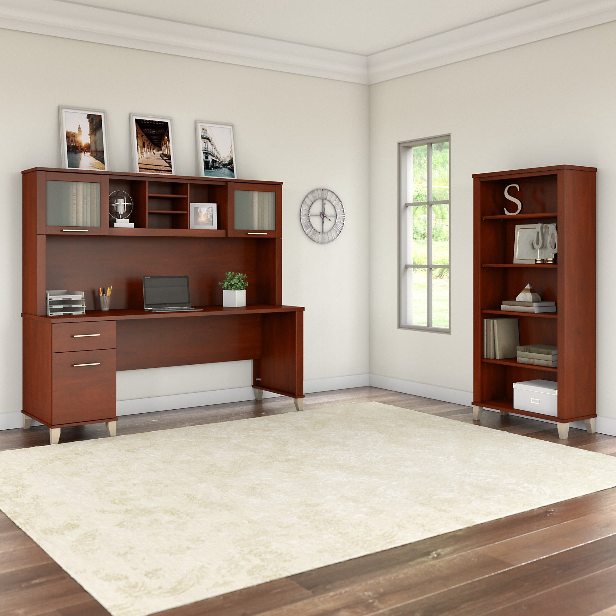 Bush Furniture Somerset 72" Single Pedestal Desk, Hansen Cherry