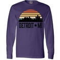 thumbnail image 3 of Inktastic Detroit Michigan Skyline Retro Long Sleeve T-Shirt, 3 of 5