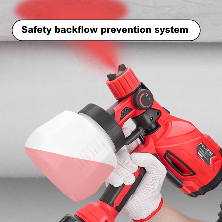 Ohhsun Hvlp Cordless Paint Sprayer, Red, 600w, 1200ml Capacity, Spray Gun, 3 lb, Size: 10