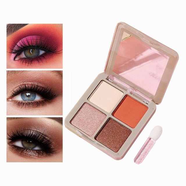 Eyeshadow Color Super Fire 4 Color Eye Shadow Plate Flash Powder Pearl Waterproof Flash Beads Small Plate Portable Sponge Eye Shadow Brush, Eyeshadow for Women
