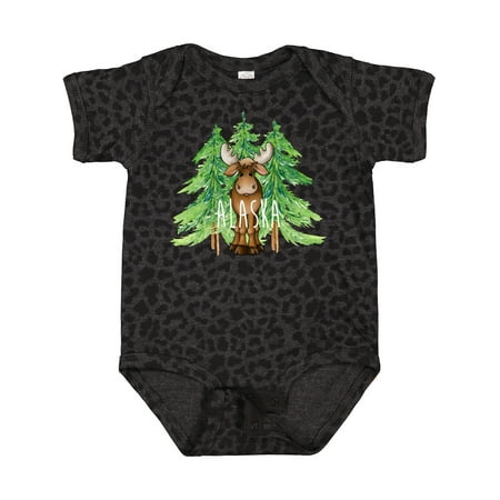 

Inktastic Alaska Moose and Trees Gift Baby Boy or Baby Girl Bodysuit