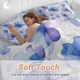 thumbnail image 4 of Abstract Blue 4 Piece Duvet Cover Set Queen Size Purple Flowers Watercolor Ombre Pansy Soft Bedding Set Comforter Cover, 1 Duvet Cover 1 Flat Sheets and 2 Pillowcases, 4 of 9