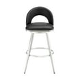 thumbnail image 3 of Lottech Swivel Counter Stool in Brushed Stainless Steel and Black Faux Leather, 3 of 12