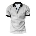 thumbnail image 7 of Men's Zipper Polo Shirts Clearance Polo T Shirts Men's Shirt And Shorts Set Summer Outfits Casual Short Sleeve Suit For Men 2 Shorts Tracksuit Set Business Casual Tops Golf Shirts, 7 of 7