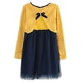 thumbnail image 2 of Little Girls Yellow Navy Dress Layered Bottoms Sweet Sweater 2/3, 2 of 7