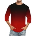thumbnail image 3 of Jessboyy Mens 3/4 Sleeve Baseball Shirts Casual Gradient Graphic Tees Big and Tall Crewneck Spring Summer Beach Tshirt Going Out Tops Red XXXL, 3 of 5