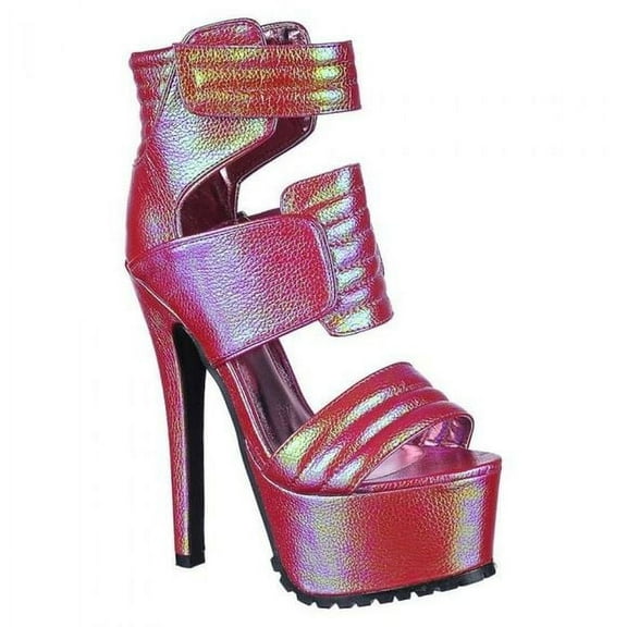 Iridescent Pink Size 7 Open Toe Heel Platform Stiletto Exotic Sandals