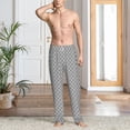 thumbnail image 5 of Uemuo Gray Plaid Pattern Men's Wide Leg Palazzo Lounge Pants with Pockets Light Weight Loose Comfy Casual Pajama Pants-Medium, 5 of 9