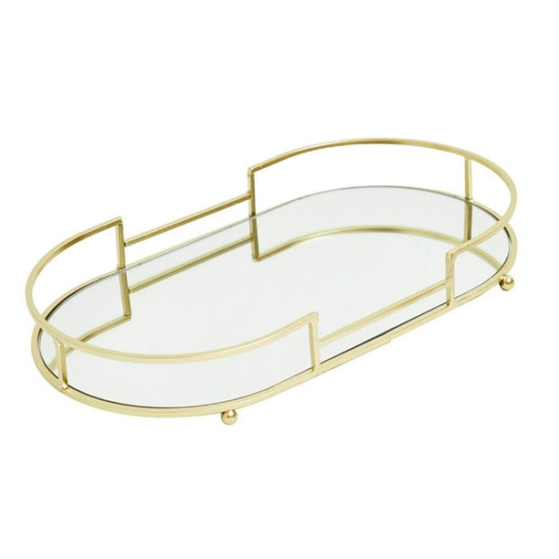 Bandeja de joyería con espejo, bandeja decorativa para tocador, regalo multifunción, botella de Perfume cosmética, bandeja para servir té y café, Talla A