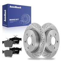 AutoShack 11.02" (280 mm) Rear Solid Drilled & Slotted Brake Rotors Coated   Premium Ceramic Brake Pad | Replacement for 2013-2016 Ford Escape | Silver Zinc Coated | 6-PC Brake Kit | SilverShield Pro
