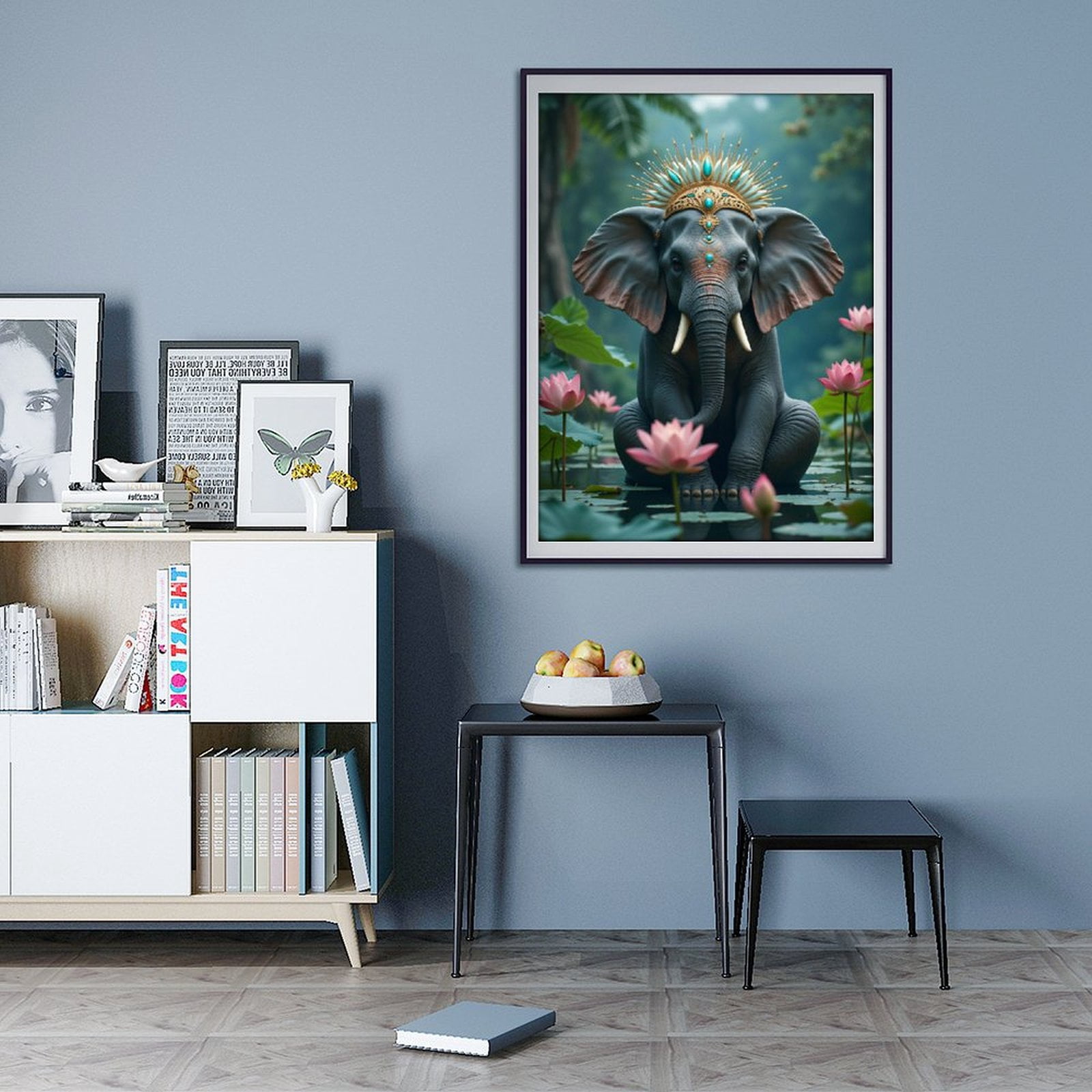 Diamond Art Kits for Adults - 5d Elephant Lotus Crown Nature Elegance Diamond Painting for Adults, Diamond Art for Adults Beginners, Diamond Painting Kits for Adults for Home Wall Decor