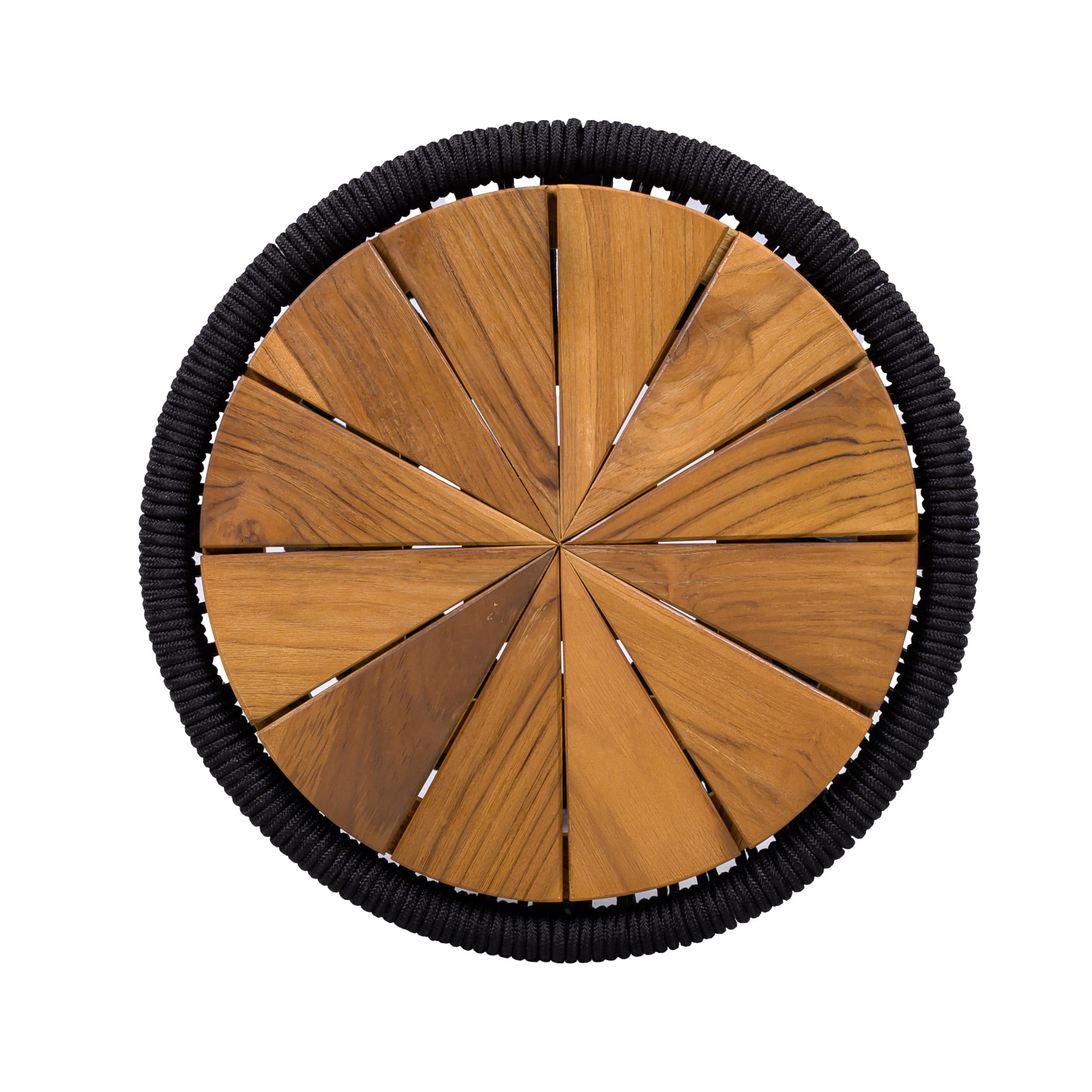 Christopher Knight Home Large Outdoor Side Table, Woven Rope Patio End Table, Black + Teak