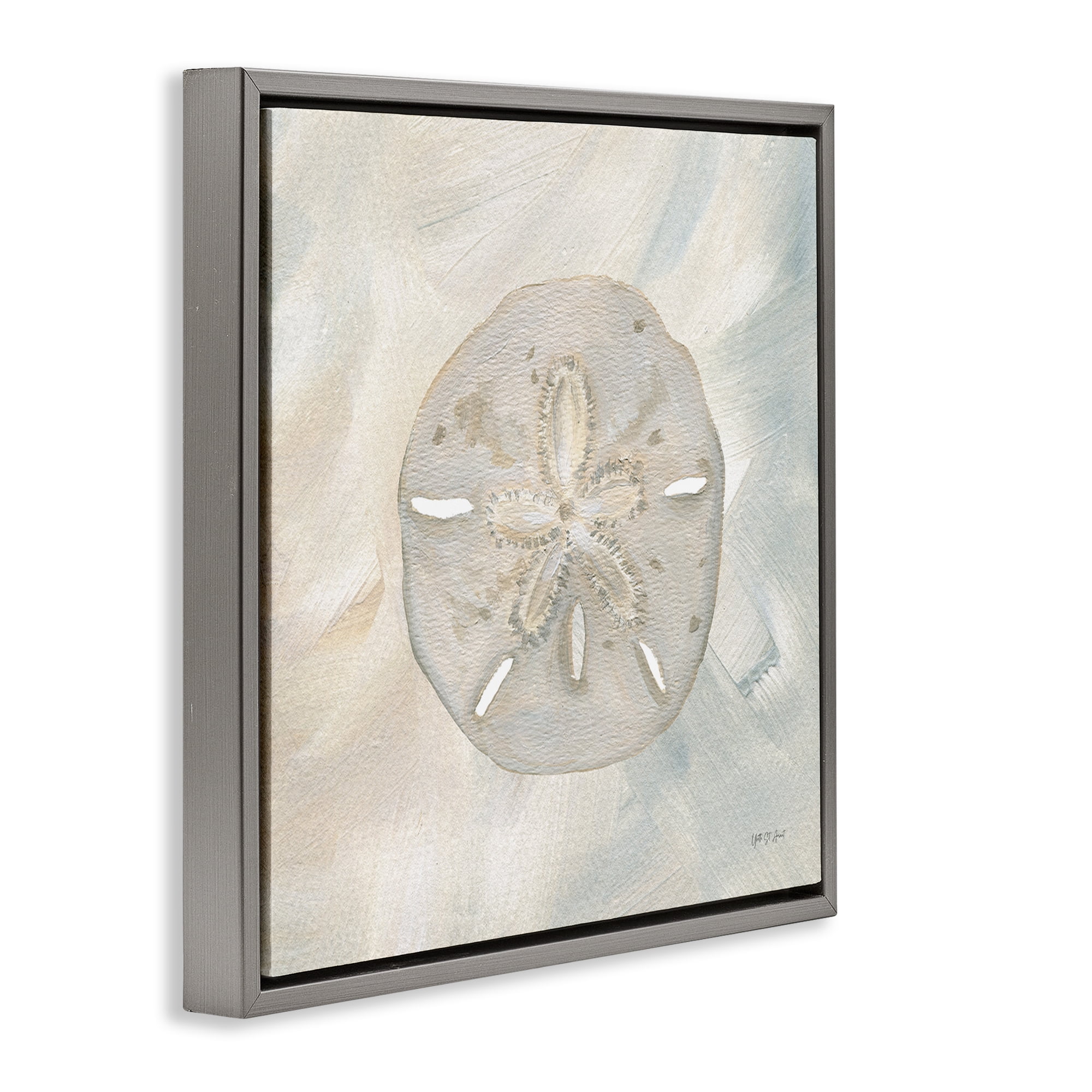 Stupell Industries Soft Sand Dollar Coastal Painting Gray Floater Framed Canvas Art Print Wall Art, 25 x 25