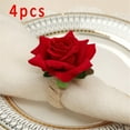 thumbnail image 2 of Red Flower Napkin Rings Set of 4 Floral Napkin Rings Rose Napkin Holder Handcraft Flower Napkin Rings Wedding Table Decoration for Valentine's Day Wedding Banquet Birthday Party (Red Rose), 2 of 3