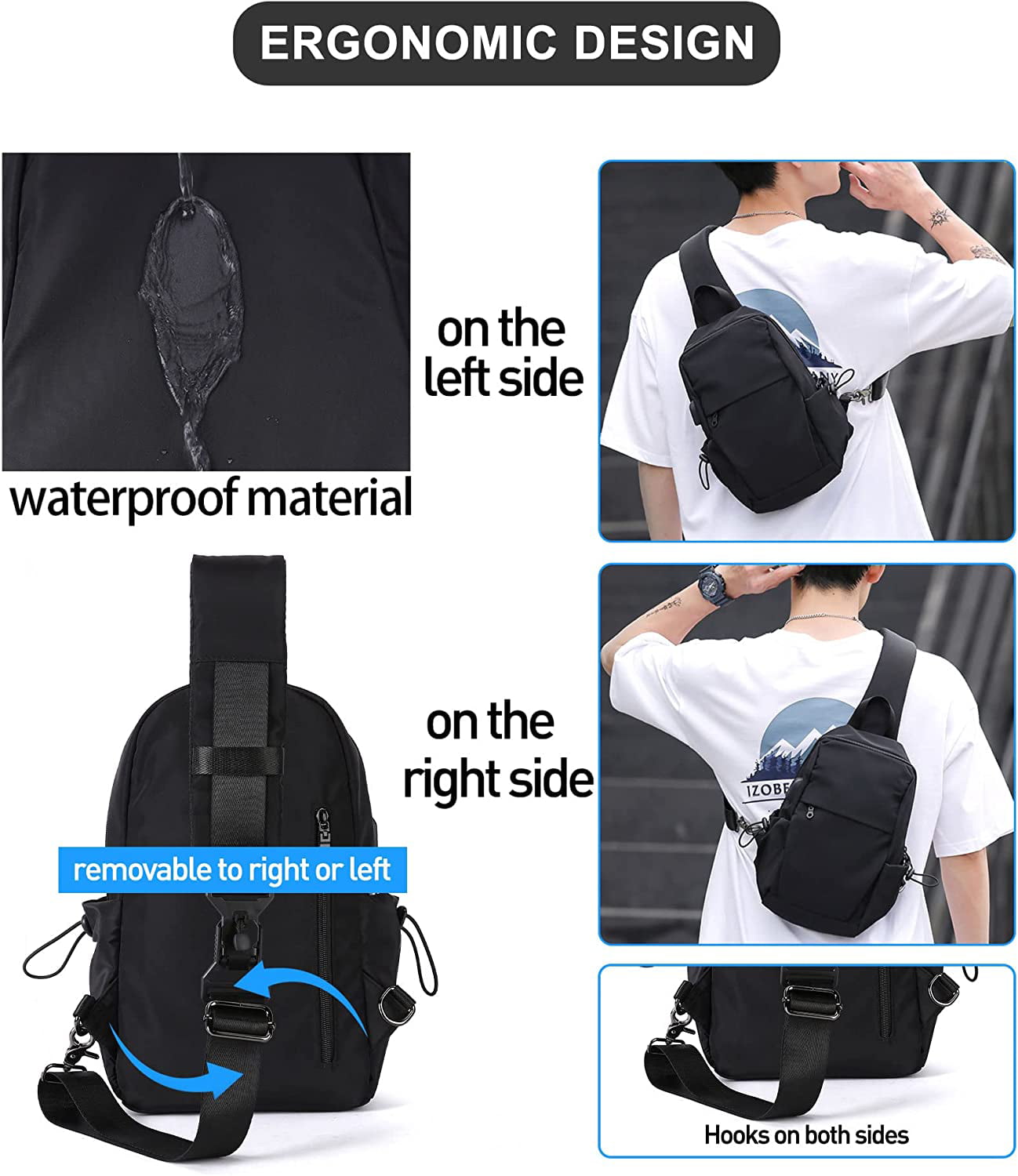 Gisdanchz Sling Bags, Water-proof, Lightweight Sports Sling