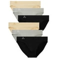 thumbnail image 1 of Balanced Tech Women's 6 Pack Seamless Low-Rise Bikini Panties - Black/Nude/Gray - X-Large, 1 of 5