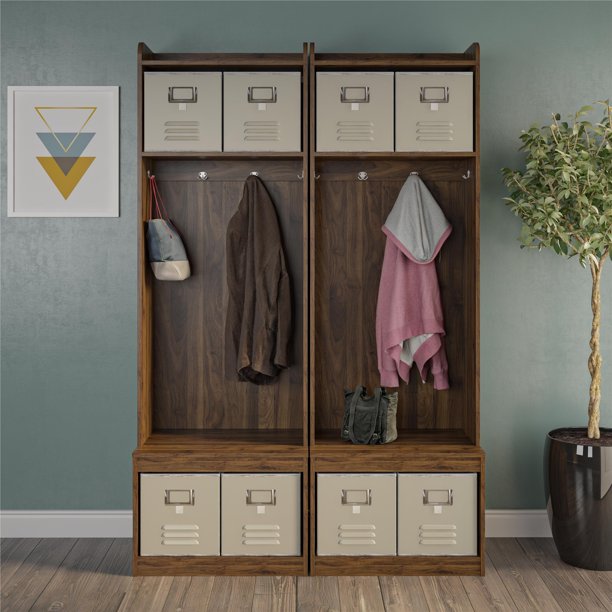 Novogratz Journey Entryway Hall Tree with Storage Bench Set of 2