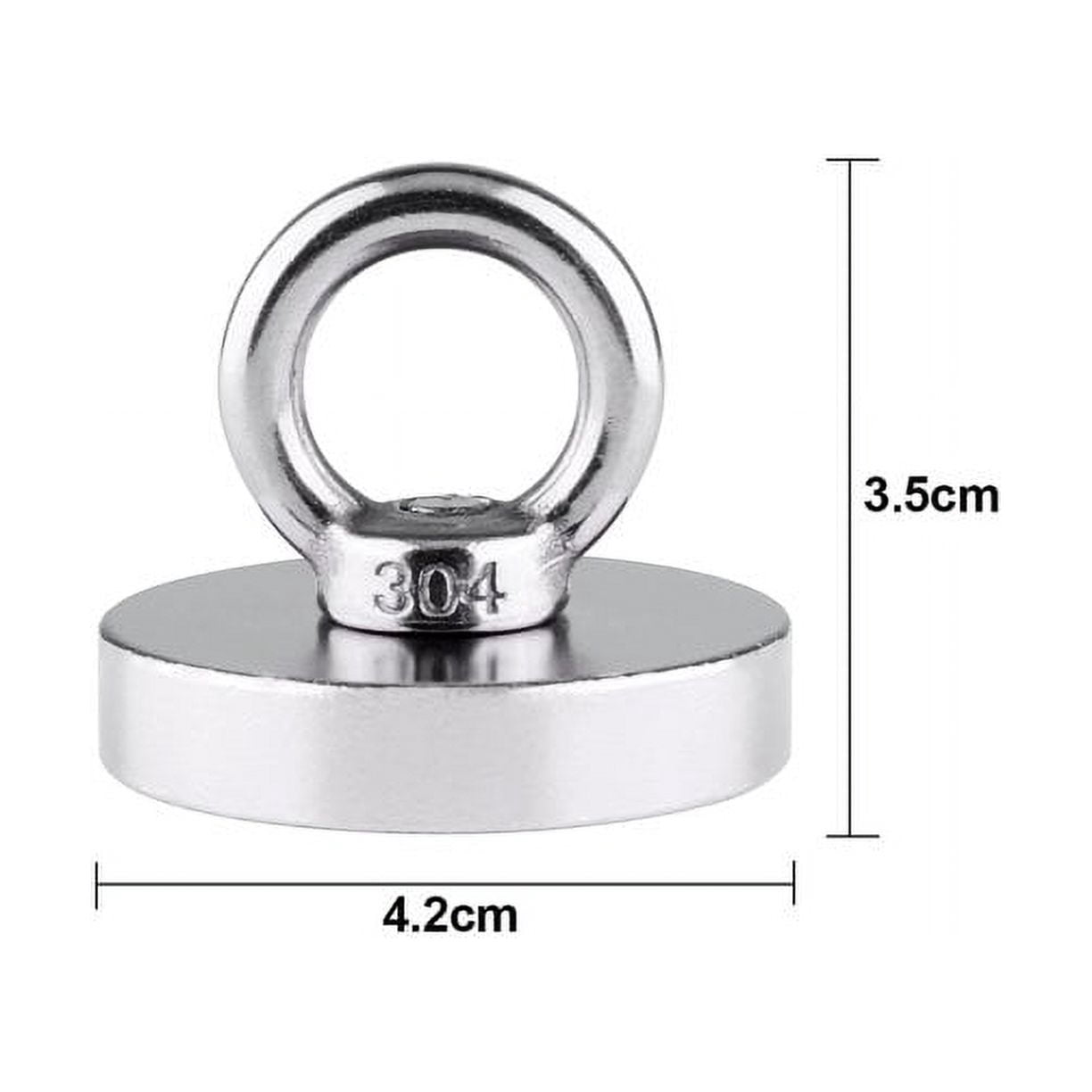 GIXUSIL 2Pcs Super Strong Neodymium Fishing Magnets, 136 lbs Pulling Force Rare Earth Magnet with Countersunk Hole Eyebolt Diameter 1.65 inch(42 mm) for Retrieving in River and Magnetic Fishing