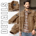 thumbnail image 5 of YUCOLEN Men's Winter Thick Fleece Lined Warm Jacket Casual Trucker Work Coat with Multi Pockets Zip Khaki L, 5 of 6