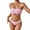 Pink, variant on Womens Bikini Set Strapless Bandeau Swimwear Ruched Fabric Bow Detail High Waisted Brief Swim Set , 2PC