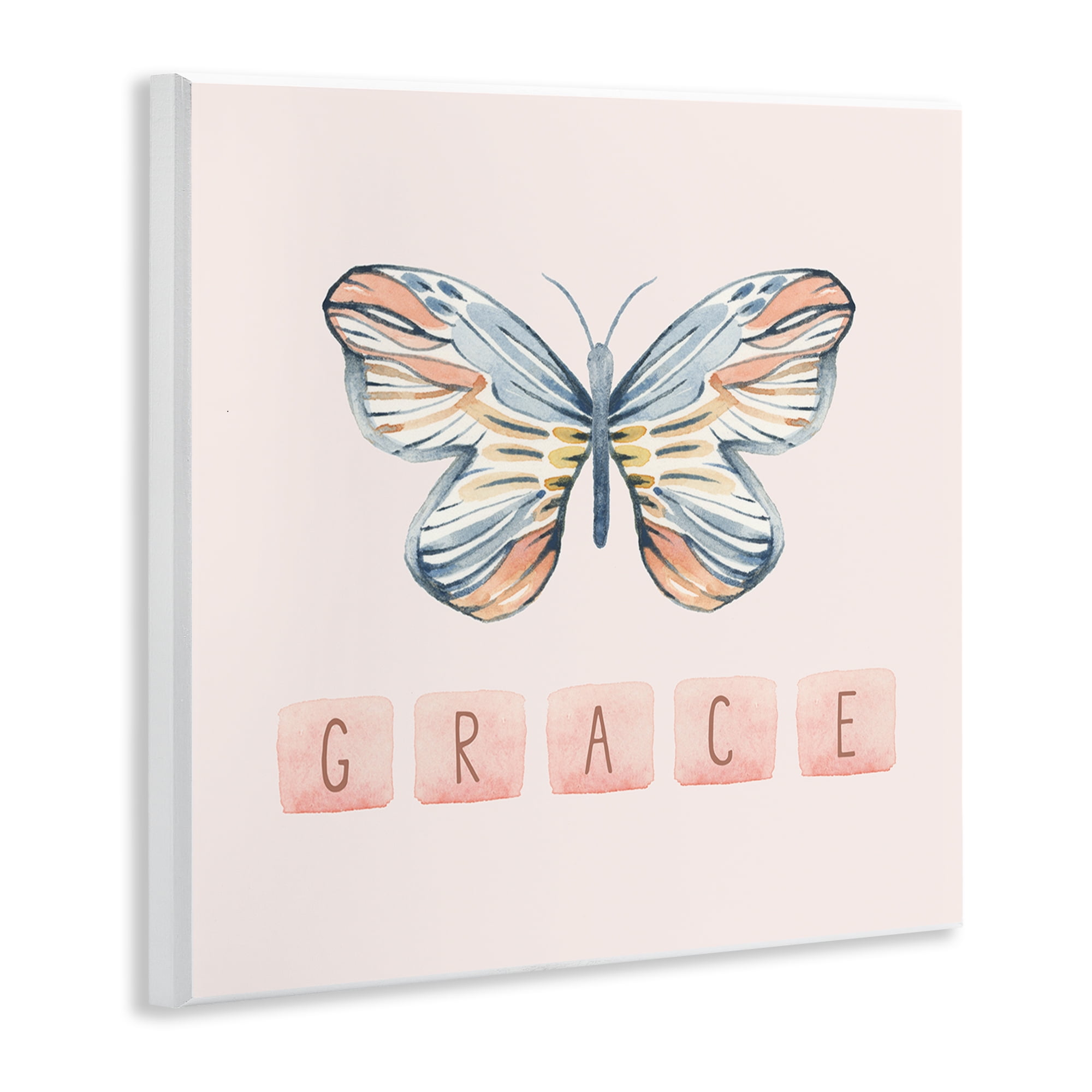 Stupell Industries Grace with Butterfly Religious & Spiritual Painting Unframed Art Print Wall Art, 12 x 12