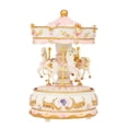 thumbnail image 1 of Tignapoo Musical Carousel with LED Lights - Pink Resin Mechanical Music Box Inspired by Castle in the Sky, Perfect Gift for All Ages, 17cm Size, Battery Operated, Charming Home Decor, 1 of 7