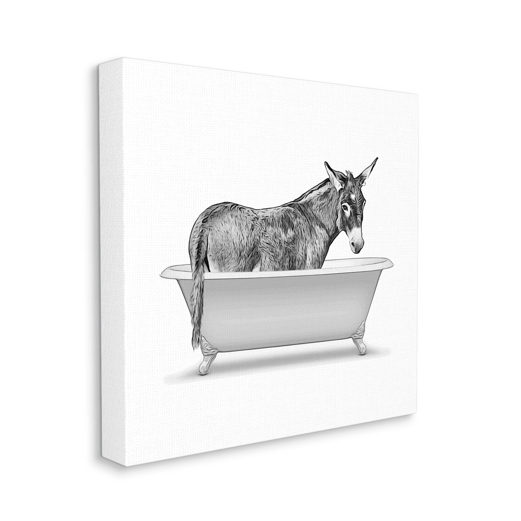Stupell Industries Monochrome Donkey Antique Tub Graphic Art Gallery Wrapped Canvas Print Wall Art, Design by Annalisa Latella