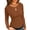 Brown, variant on Womens Long Crew neck Ribbed Shirts Fitted Top Cutout Neck Drop Shape Slim Trendy Tight Tops Black