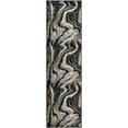 thumbnail image 2 of HR Orangish Yellow Grey Black Modern Contemporary Abstract Area Rugs Marble Pattern, 2' x 7' Runner, 2 of 5