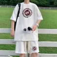 thumbnail image 5 of Traje deportivo Harajuku de verano con diseño de gofres para hombre, conjunto de 2 piezas con parte superior holgada, pantalones cortos informales, ropa deportiva con estampado de marca de moda, traje, 5 of 5