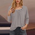 thumbnail image 1 of Hot6sl Économies d'Été Liquidation Manches Col Rond Blouses & Chemises, Blouse Mode Femme Manches 3/4 T-shirt Décontracté, Haut polyester FemmeGris, TG, 1 of 9
