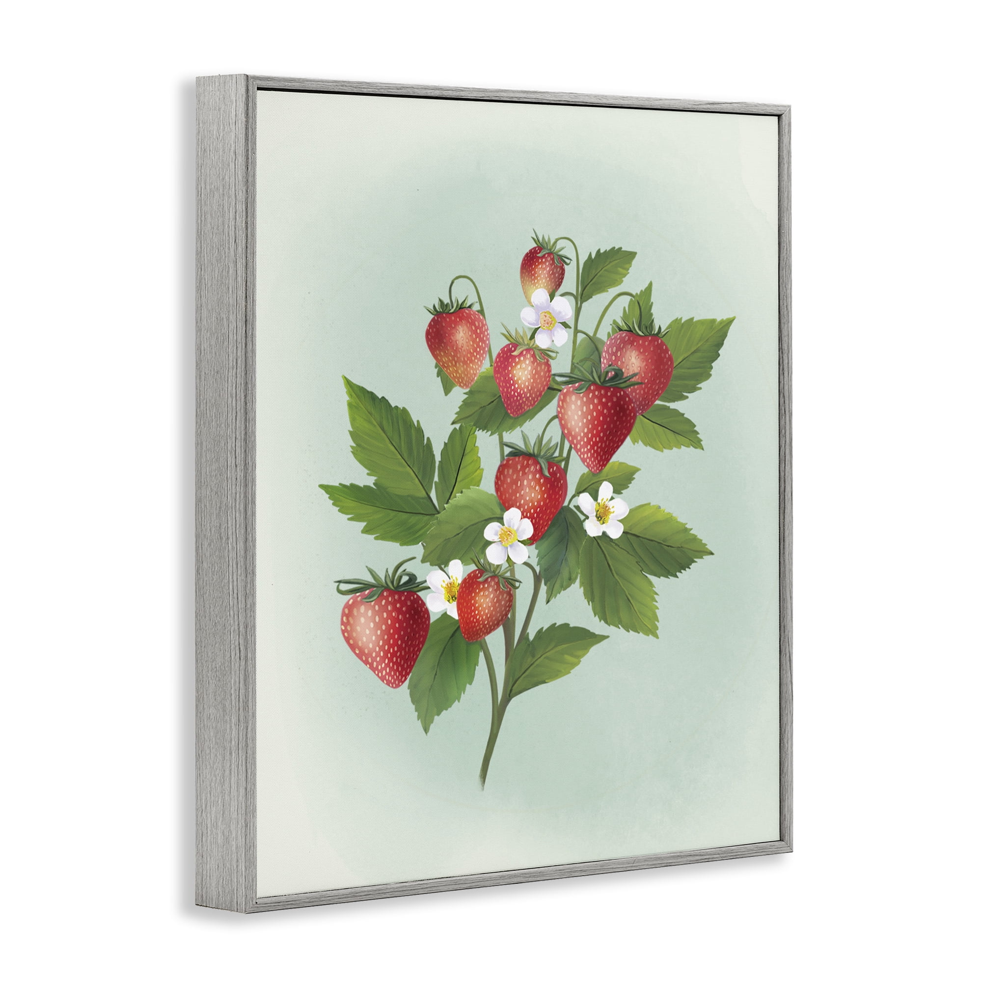 Stupell Industries Vintage Strawberry Bundle Gray Framed Giclee Art, design by Diane Neukirch