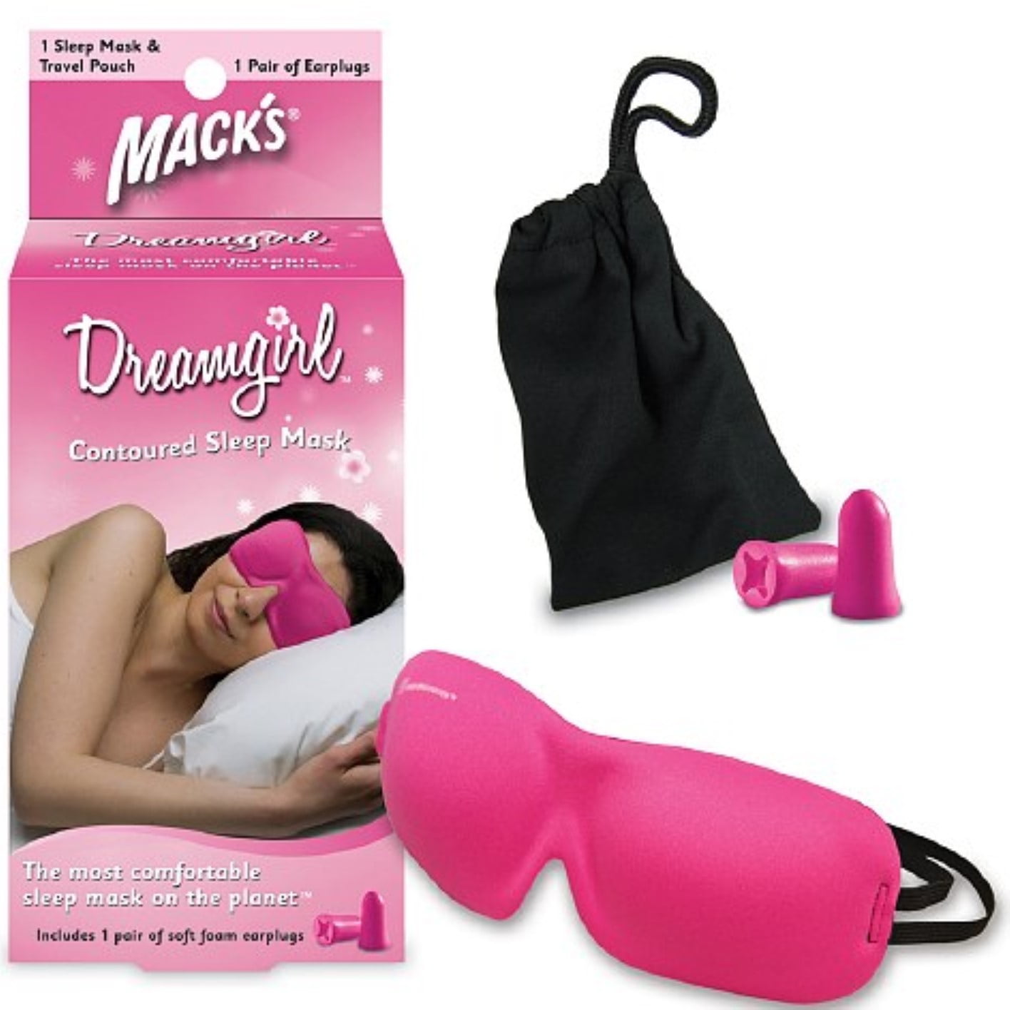 Mack’s Dreamgirl Contoured Sleep Mask Pink, Comfortable, Adjustable