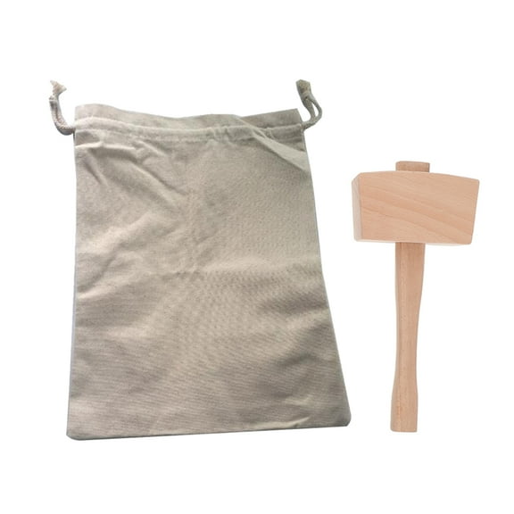 STRANDCHIC Canvas Ice Crushing Bag with Wooden Mallet for Home Use, Assorted Colors, 1 Set and Easy to Clean