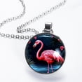 thumbnail image 2 of Flamingo Glass Circular Pendant Necklace - Women's Fashion Necklace, 2 of 5