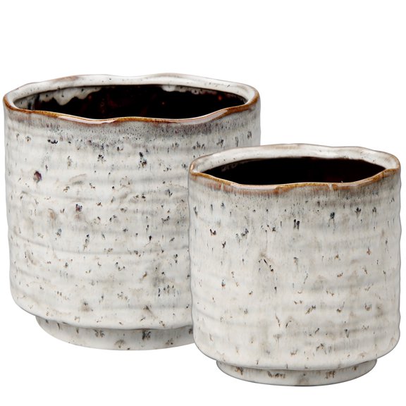 2 Pcs Ceramic Flower Planter Pots4.3"&5.1"Flower Plant Pots Set ï¼Gray(Plants are NOT Included)