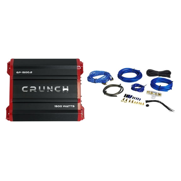 Crunch GP-1500.2 1500w 2 Channel Car Amplifier Bridgeable Stereo Amp Wire Kit