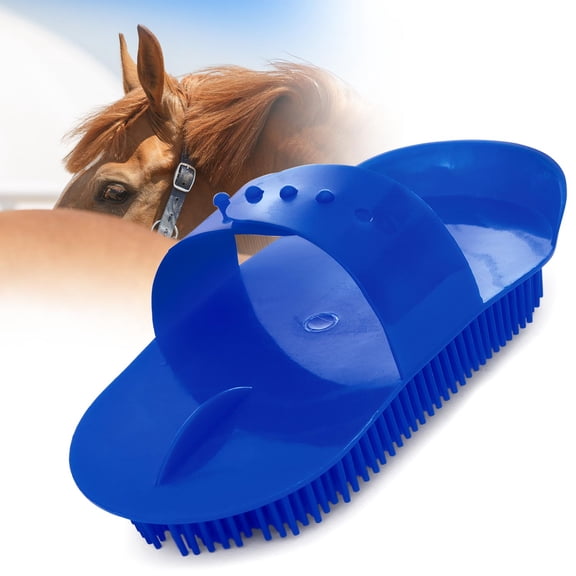 Jeffers Equine Horse Grooming Curry Comb with Adjustable Handle, Lightweight Plastic Brush for Horses, Pony, Cattle, Goat, Livestock, for Massaging, Cleaning Legs & Tender Body Areas, Assorted Colors