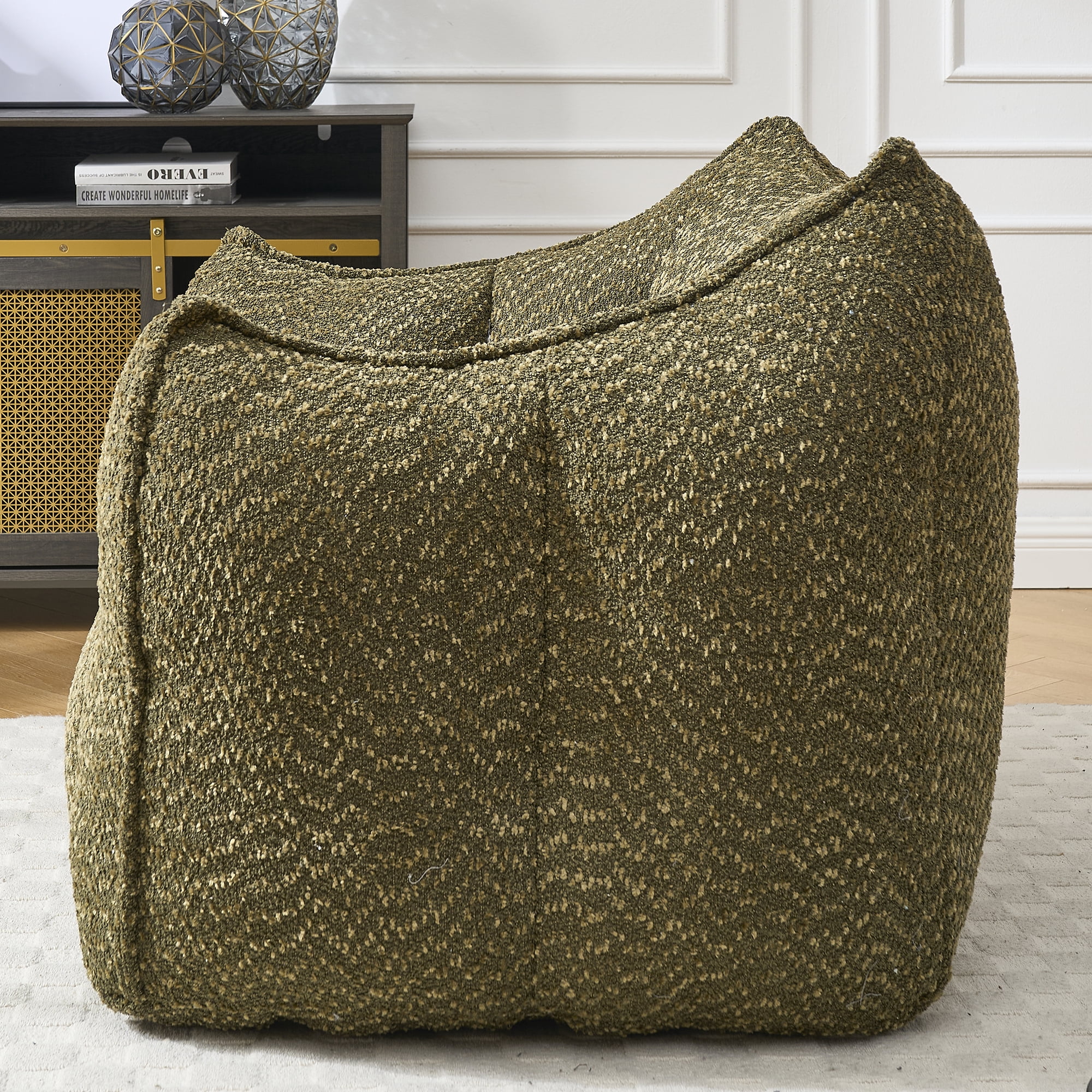 Newest Heavy-Duty Chenille Bean Bag Chair - 2-Person High-Density Foam & Portable Design for Family Entertainment