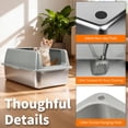 thumbnail image 6 of Stainless Steel Litter Box 2 Pack Large Enclosed Cat Pan With Lid, 6 of 9