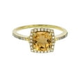 thumbnail image 1 of Solid 14K Yellow Gold 7mm Cushion Genuine Orange Citrine November Birthstone & 0.20 CTTW Diamond Halo Ring | 14K Gold Citrine Ring For Women, Size-5, 1 of 4