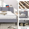 thumbnail image 6 of VECELO Queen Size Bed Frame with Charging Station, Upholstered Platform Bed Frame with Wingback Headboard, No Box Spring Needed, Light Gray, 6 of 11