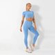 thumbnail image 1 of Conjuntos de 2 piezas para mujer, Top corto sin costuras, camiseta corta, sujetador, traje de Yoga, mallas ajustadas para gimnasio, pantalón, ropa de entrenamiento, 1 of 5
