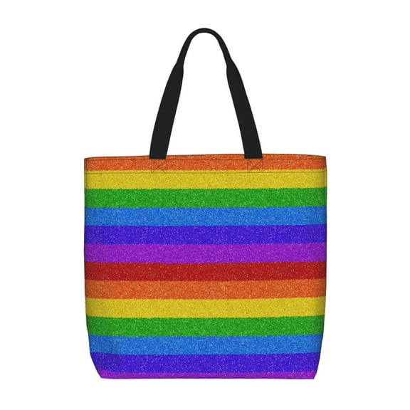 Picia Colorful Glitter Rainbow for Tote Bag for Women with Zipper, Gym Tote with Compartments, Laptop Work Tote Nurse Dance Yoga Bag for Sport, Travel