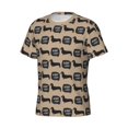 thumbnail image 3 of Yiaed Dachshund Dog Woof Print Mens Short Sleeve Tight Fit T-Shirt, Crewneck Casual Tee-Small, 3 of 5