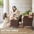 thumbnail image 4 of WLXIANG Patio Porch Furniture Sets 3 Pieces PE Rattan Wicker Chairs with Table Outdoor Garden Furniture Sets (Brown/Beige), 4 of 8