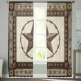 thumbnail image 2 of Country Texas Star Semi Sheer Curtains 108 Inch Length 2 Panels Set, Brown Farmhouse Vintage Wooden Sheer Kitchen Curtain Privacy Voile Window Curtain for Living Room Bedroom Rod Pocket Drapes, 2 of 7