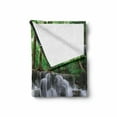 thumbnail image 2 of Nature Soft Flannel Fleece Blanket, Waterfall at Forest in Tropical Environment Unusual Woodland Scenery, Cozy Plush for Indoor and Outdoor Use, 50" x 60", Forest Green Brown White, by Ambesonne, 2 of 6